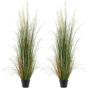 Vevor Artificial Grass Plant 1499mm Reed Flower Grass In Pot 2 Pack Green Vevor Artificial Grass Plant 1499mm Reed Flower Grass In Pot 2 Pack Green
