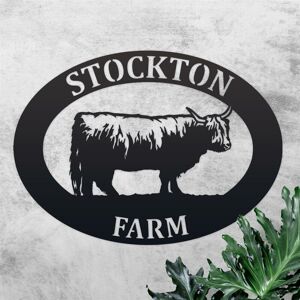 Black Country Metal Works New Black Highland Cow Iron Oval House Sign Black Country Metal Works New Black Highland Cow Iron Oval House Sign
