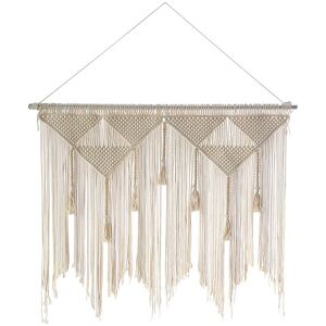Sodial 2x(Macrame Wall Hanging Boho Woven Tapestry, Beige White Tassel Decor9808 Sodial 2x(Macrame Wall Hanging Boho Woven Tapestry, Beige White Tassel Decor9808