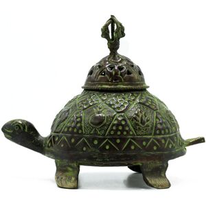 Ancient Wisdom Brass Verdigris Tibetan Turtle Incense Holder - Large Ancient Wisdom Brass Verdigris Tibetan Turtle Incense Holder - Large