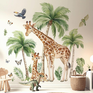 Does Not Apply Jungle Safari Animals Wall Stickers Large Palm Tree Giraffe Peel And Stick Wall Does Not Apply Jungle Safari Animals Wall Stickers Large Palm Tree Giraffe Peel And Stick Wall