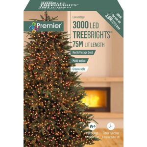 Premier 3000 Led Multi-Action Treebrights Christmas Lights Timer - Red & Vintage Gold Premier 3000 Led Multi-Action Treebrights Christmas Lights Timer - Red & Vintage Gold
