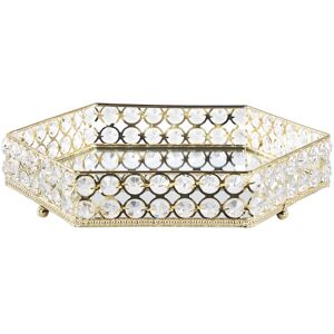 Beliani Decorative Tray Gold Iron and Glass Mirrored Hexagonal - Decor Beliani Decorative Tray Gold Iron and Glass Mirrored Hexagonal - Decor
