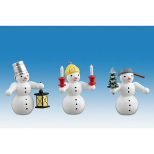 Kde-Kunstgewerbliche Drechslerei Ellmann Wooden Figure 3-Piece Christmas Snowman Height Approx 6.5 Cm New Erzgebirge Kde-Kunstgewerbliche Drechslerei Ellmann Wooden Figure 3-Piece Christmas Snowman Height Approx 6.5 Cm New Erzgebirge