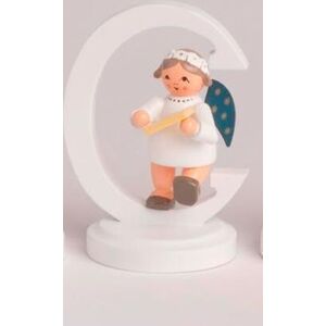 Kwo Kunstgewerbe-Werkstätten Olbernhau Gmbh Miniature Figure Angel With Letter "C" Wxdxh= 5x4x7cm New Wooden Figure Winter Kwo Kunstgewerbe-Werkstätten Olbernhau Gmbh Miniature Figure Angel With Letter "C" Wxdxh= 5x4x7cm New Wooden Figure Winter