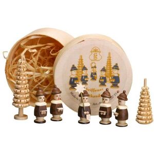 Erzgebirgische Volkskunst Drechslerei Schalling Miniature Figure Chip Box With 5 Kurrende Figures Ringelbaum Brown Height 5 Cm Erzgebirgische Volkskunst Drechslerei Schalling Miniature Figure Chip Box With 5 Kurrende Figures Ringelbaum Brown Height 5 Cm