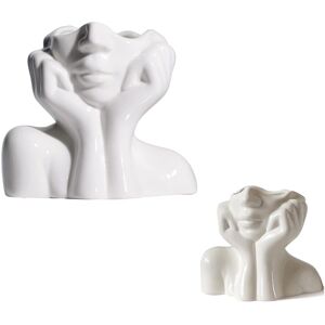 Sodial 3x(Ceramic Face Vase White Flower Vase For Decor Female Form Face Vase Art2465 Sodial 3x(Ceramic Face Vase White Flower Vase For Decor Female Form Face Vase Art2465