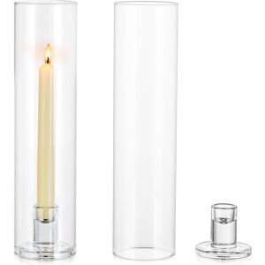 Nuptio Hurricane Candlestick Holders Glass: 2 Pcs Clear Taper Candle Holder Tal Nuptio Hurricane Candlestick Holders Glass: 2 Pcs Clear Taper Candle Holder Tal