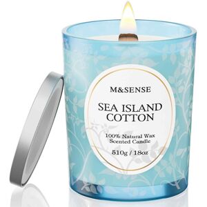 M&sense 510g Lemon Musk Scented Candle, Crackling Wooden Wick Candle With Lid, M&sense 510g Lemon Musk Scented Candle, Crackling Wooden Wick Candle With Lid,
