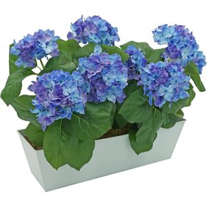 Greenbrokers Artificial Blue Hydrangea Flower Bush White Tin Window Box (45cm) Greenbrokers Artificial Blue Hydrangea Flower Bush White Tin Window Box (45cm)