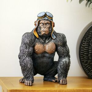 Darthome Grumpy Pilot Gorilla Ornament Black Resin Jungle Animal Statue Figure Home Decor Darthome Grumpy Pilot Gorilla Ornament Black Resin Jungle Animal Statue Figure Home Decor