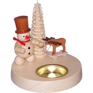 Fa. Volker Zenker Erzgebirgische Volkskunst Table Decoration Candle Holder Snowman With Moose 10x10.5x10cm New Fa. Volker Zenker Erzgebirgische Volkskunst Table Decoration Candle Holder Snowman With Moose 10x10.5x10cm New