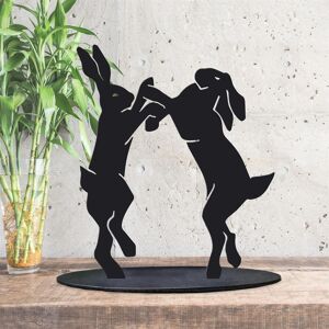 Black Country Metal Works Boxing Hares Black Silhouette Ornament Black Country Metal Works Boxing Hares Black Silhouette Ornament