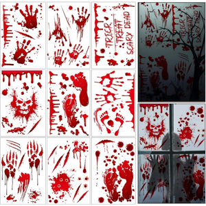 Does Not Apply 191pcs Halloween Decorations Window Clings,Large Scary Bloody Handprint Footprin Does Not Apply 191pcs Halloween Decorations Window Clings,Large Scary Bloody Handprint Footprin
