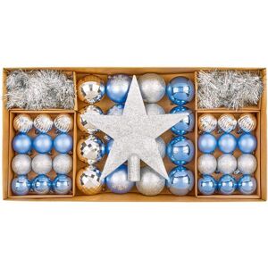 Festive Fun Christmas Tree Baubles Decoration Light Blue & Silver Pack Of 54 Shatterproof Festive Fun Christmas Tree Baubles Decoration Light Blue & Silver Pack Of 54 Shatterproof