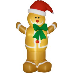 Homcom 6ft Christmas Inflatable Gingerbread Man & Santa Hat With Led Lights Homcom 6ft Christmas Inflatable Gingerbread Man & Santa Hat With Led Lights