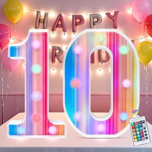 Rainbow Light Up Numbers, Colorful Led Number Lights 10th Birthday Decorations, Rainbow Light Up Numbers, Colorful Led Number Lights 10th Birthday Decorations,