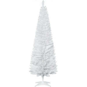 Homcom 6ft White Pencil Slim Artificial Xmas Tree W/ Stand Realistic Branches Homcom 6ft White Pencil Slim Artificial Xmas Tree W/ Stand Realistic Branches