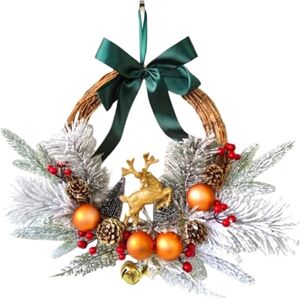 Sodial 2x(Christmas Reindeer Wreaths For Front Door Artificial Christmas Wreath2726 Sodial 2x(Christmas Reindeer Wreaths For Front Door Artificial Christmas Wreath2726