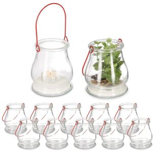 Relaxdays Lantern Candle Holders Set Of 12 Transparent Glass Red Handle 10x8.5 Cm Outdoor Relaxdays Lantern Candle Holders Set Of 12 Transparent Glass Red Handle 10x8.5 Cm Outdoor