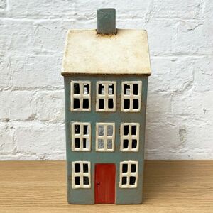 Darthome Grey House Candle Holder Ceramic Extra Large Tea Light Red Door Cottage Lantern Darthome Grey House Candle Holder Ceramic Extra Large Tea Light Red Door Cottage Lantern