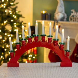 The Benross Group The Christmas Workshop 71169 Red Arched Wooden Candle Bridge With Candle Holders The Benross Group The Christmas Workshop 71169 Red Arched Wooden Candle Bridge With Candle Holders