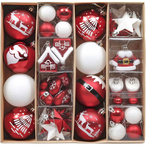 Branded 50pcs Christmas Baubles - 3-8cm Traditional Red & White Shatterproof Christmas B Branded 50pcs Christmas Baubles - 3-8cm Traditional Red & White Shatterproof Christmas B