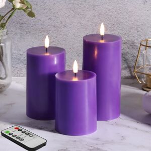 eywamage Eywamage Purple Flameless Led Pillar Candles With Remote, Flickering Real Wax B eywamage Eywamage Purple Flameless Led Pillar Candles With Remote, Flickering Real Wax B