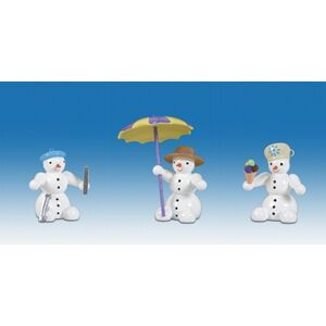 Kde-Kunstgewerbliche Drechslerei Ellmann Wooden Figure Christmas Snowman Sitting 3-Piece Height Approx 6.5 Cm New Kde-Kunstgewerbliche Drechslerei Ellmann Wooden Figure Christmas Snowman Sitting 3-Piece Height Approx 6.5 Cm New