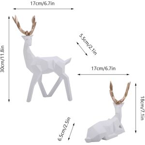 Au (White)2pcs Modern Resin Deer Statue Sculpture Home Desktop Cabinet Ornam New Au (White)2pcs Modern Resin Deer Statue Sculpture Home Desktop Cabinet Ornam New