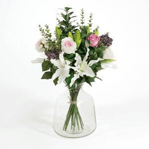 Blooming Artificial - 65cm / 2.25ft White / Pink Artificial Elegance Bouquet Blooming Artificial - 65cm / 2.25ft White / Pink Artificial Elegance Bouquet