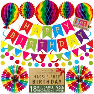 Does Not Apply Premium Reusable Birthday Decorations - Happy Birthday Banner, Honeycomb Paper P Does Not Apply Premium Reusable Birthday Decorations - Happy Birthday Banner, Honeycomb Paper P