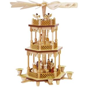 Richard Glässer Seiffen German Christmas Pyramid Nativity Scene, 2-Tier, Height 38 Cm / 1.. Rg 13721 New Richard Glässer Seiffen German Christmas Pyramid Nativity Scene, 2-Tier, Height 38 Cm / 1.. Rg 13721 New