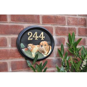 Black Country Metal Works Boxer Dog - Hand Painted House Sign / Plaque With Number Black Country Metal Works Boxer Dog - Hand Painted House Sign / Plaque With Number