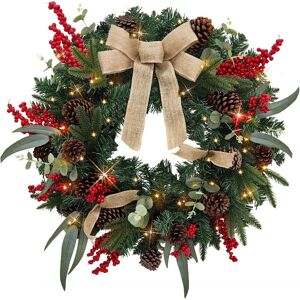 Taylor 60cm Illuminated Artificial Xmas Door Hanging Wreath Rustic Pinecone & Berry Taylor 60cm Illuminated Artificial Xmas Door Hanging Wreath Rustic Pinecone & Berry