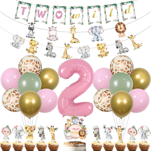 Does Not Apply Two Wild Girl Jungle Safari Animal 2nd Birthday Decorations - Balloons, Banner, Does Not Apply Two Wild Girl Jungle Safari Animal 2nd Birthday Decorations - Balloons, Banner,