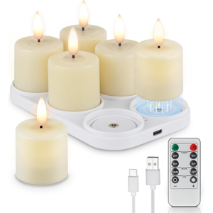 Does Not Apply 6 Rechargeable Flameless Votive Candles With Timer For Home Decor, Led Faux Batt Does Not Apply 6 Rechargeable Flameless Votive Candles With Timer For Home Decor, Led Faux Batt