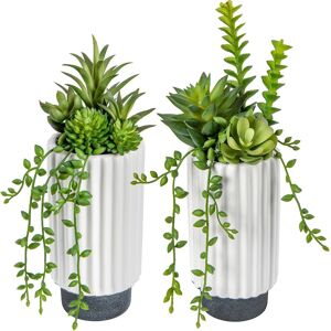 Hollyone 2 Pcs Fake Succulent Plants Artificial Succulents In White Ceramic Pot Hollyone 2 Pcs Fake Succulent Plants Artificial Succulents In White Ceramic Pot