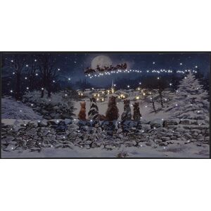 Snowtime Fibre Optic Light Up Led Canvas/picture Christmas Santa Sleigh & Cats 60x30cm Snowtime Fibre Optic Light Up Led Canvas/picture Christmas Santa Sleigh & Cats 60x30cm