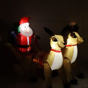 Us Plug 100-240v Inflatable Santa Sleigh Decoration Polyester Luminous With New Us Plug 100-240v Inflatable Santa Sleigh Decoration Polyester Luminous With New