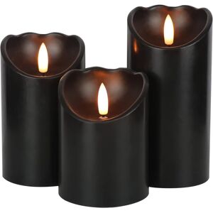 Black Flickering Led Candles With Timer, 3d Wick Real Wax Battery Operated Flame Black Flickering Led Candles With Timer, 3d Wick Real Wax Battery Operated Flame