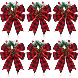 Sodial 3x(12pcs Christmas Black Red Bow With Pine Cones Pine Needles Xmas5955 Sodial 3x(12pcs Christmas Black Red Bow With Pine Cones Pine Needles Xmas5955
