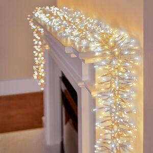 Christmas Crackers Xmas Cluster Lights 2000 Led Warm White & White Mix Clear Cable & Timer 25m Christmas Crackers Xmas Cluster Lights 2000 Led Warm White & White Mix Clear Cable & Timer 25m