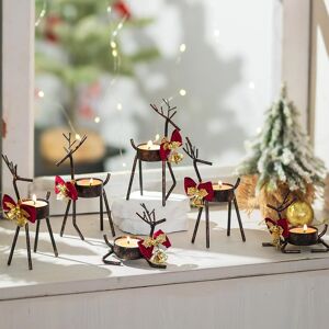 Inweder Christmas Reindeer Tealight Candle Holders: 6 Pcs Black Tea Light Holde Inweder Christmas Reindeer Tealight Candle Holders: 6 Pcs Black Tea Light Holde