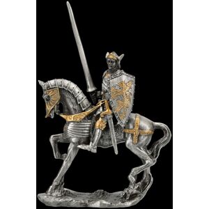 Pewter Knight To Horse - Lance & Shield - Veronese Collector Statuette - H 13 Pewter Knight To Horse - Lance & Shield - Veronese Collector Statuette - H 13