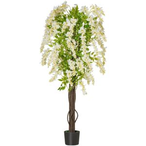 Homcom Artificial Realistic White Wisteria Tree Faux Plant For Indoor Décor Gift Homcom Artificial Realistic White Wisteria Tree Faux Plant For Indoor Décor Gift