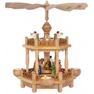 Richard Glässer Seiffen German Christmas Pyramid Nativity Scene With House, Height 35 Cm .. Rg 16774 New Richard Glässer Seiffen German Christmas Pyramid Nativity Scene With House, Height 35 Cm .. Rg 16774 New