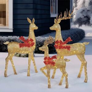6ft Gold Deer Family Set Of 3 With Led Lights Indoor Outdoor Christmas Display 6ft Gold Deer Family Set Of 3 With Led Lights Indoor Outdoor Christmas Display