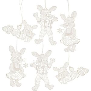 Großhandel Dregeno Tree Ornaments 6er-Set Hasenfiguren From Plauener Lace 3 Merry Motifs 9x11x0, 1 Großhandel Dregeno Tree Ornaments 6er-Set Hasenfiguren From Plauener Lace 3 Merry Motifs 9x11x0, 1