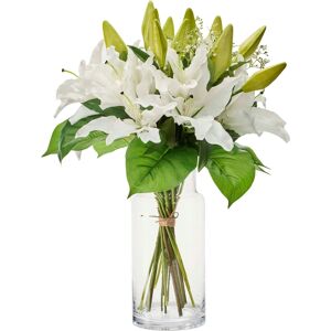 Blooming Artificial - 65cm / 2.25ft White Artificial Lily Bouquet Blooming Artificial - 65cm / 2.25ft White Artificial Lily Bouquet